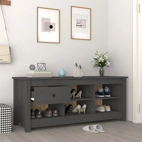 szürke tömör fenyőfa cipősszekrény 110 x 38 x 45,5 cm