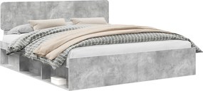 vidaXL Ágykeret fejtámlával Beton 180 x 200 cm Tömör fenyőfa