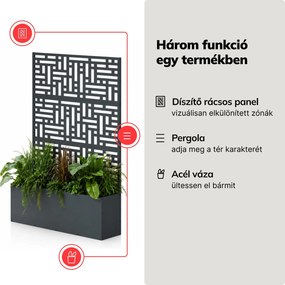 Fém kerti pergola virágládával 3in1, antracit, 1200x1800x300 mm: ROSE