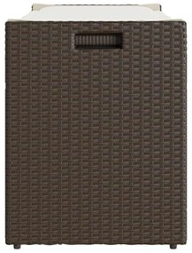 barna polyrattan kültéri tárolópad párnával 100 cm