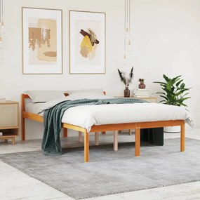 Viaszbarna tömör fenyőfa időseknek való ágy 140 x 200 cm