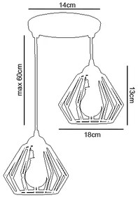 Csillár zsinóron CEED 2xE27/60W/230V