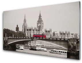 Modern üvegkép London Bridge, Big Ben 100x50 cm 2 fogas