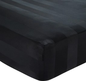 Fekete gumis szatén lepedő 150x200 cm So Soft Satin Stripe – Catherine Lansfield