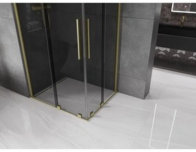 Mexen Velar Duo, zuhanykabin tolóajtóval 90 x 80 cm, 8mm szürke üveg, arany matt, 871-090-080-42-55