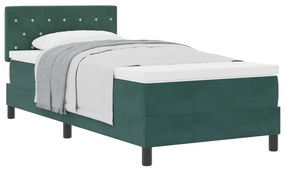 Boxspring Ágy Mattal Sötét Zöld 100x200 cm Bársonyos