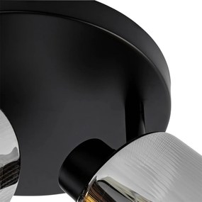 Mennyezeti spotlámpa fekete füstüveggel kerek 3-lámpás állítható - Laura