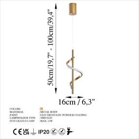 Lokma 13519 arany fém LED függőlámpa