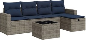 vidaXL 6 részes szürke polyrattan kerti ülőgarnitúra párnákkal