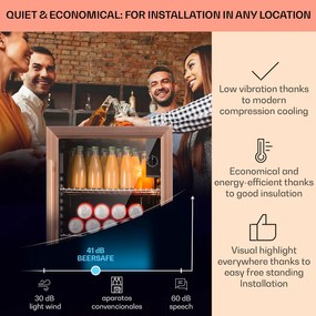 Klarstein Beersafe XXL, hűtőszekrény, 80 liter, 3 polc, E energiahatékonysági osztály, panoráma üvegajtó