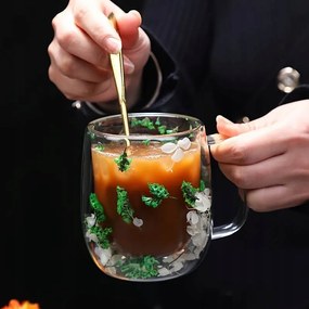 Duplafalú kávés pohár, 390 ml, zöld