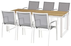 Heritage teak Torino étkezőgarnitúra fehér 1+6
