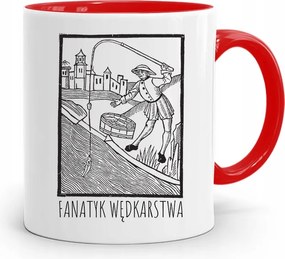 Piros Horgász Bögre Az Öregem Egy Fanatikus, fényképes nyomattal