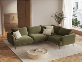 Zöld bársony sarokkanapé (jobb oldali-L alakú) Naomi – Micadoni