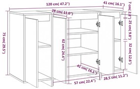 fekete forgácslap tálalószekrény 120 x 41 x 75 cm