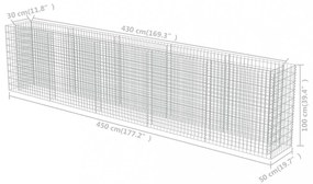 horganyzott acél gabion magaságyás 450 x 50 x 100 cm