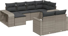 vidaXL 10 részes szürke polyrattan kerti ülőgarnitúra párnákkal