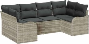 vidaXL Kerti Kanapé Szett párnával 6 pcs Világosszürke Poli rattan