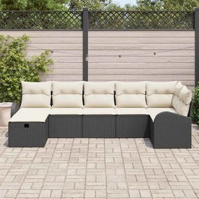 Kerti Kanapé Szett 7 pcs Fekete és krémszínű 289 x 124 x 85 cm