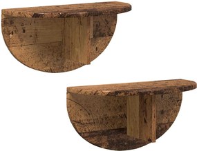 vidaXL Falpolc Falra szerelhető 2 pcs Öreg fa 48 x 24 x 24 cm Faanyag