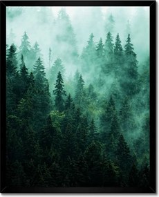 Poszter fekete keretben 40x50 Erdő Köd Tájkép Utazás