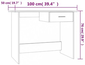 betonszürke szerelt fa íróasztal 100 x 50 x 76 cm