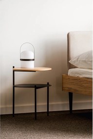 Fekete-natúr színű éjjeliszekrény tölgyfa dekoros asztallappal Tu – noo.ma