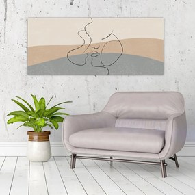 Kép - Line art csók (120x50 cm)