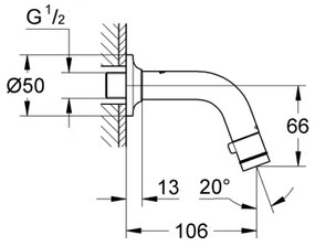 GROHE 20205000 - UNIVERSAL falra szerelhető szelep, 106 mm, fényes króm