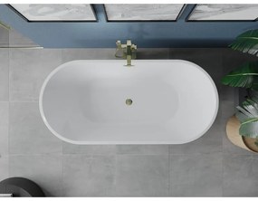 Mexen Luna, szabadon álló kád 170 x 80 cm, fehér-fekete, arany fényes túlfolyó, 52031708075-50