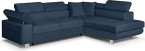 FREDO sarokkanapé, jobb oldali, kinyitható Sötétkék