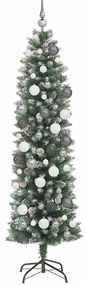 Mű Karcsú Karácsonyi Fa LED -es lámpákkal Zöld 180 cm PVC