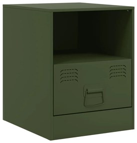 Olívazöld acél éjjeliszekrény 34,5 x 39 x 44 cm