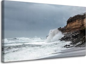 Vászonkép Természet Hullám Szikla Tengerpart 100x60 cm