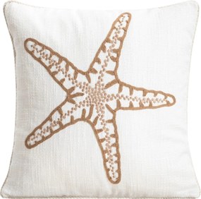 Prem párnahuzat hímzett tengeri csillaggal és kordbársony szegéllyel 45x45cm Homla