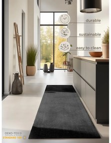 Fekete juta futószőnyeg 80x200 cm Bouclé – Hanse Home