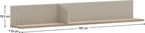 Fali polc 135, szürkésbarna Taupe/silverjack tölgy, DOMCA
