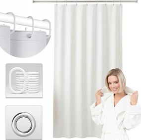 Zuhanyfüggöny 180x180 cm Fehér fürdőszobai kád zuhany kerekek