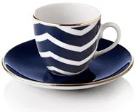 Török kávé szett, 4 csésze csészealjjal, kék hullám - Selamlique