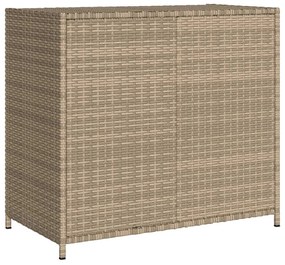 bézs polyrattan kerti tárolószekrény 83x45x76 cm