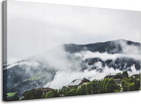 Vászonkép Természet Hegyek Falu Köd 100x60 cm