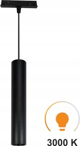 Led Függőlámpa Tuba Fekete 10W 3000K Meleg Smart Track 48VDC