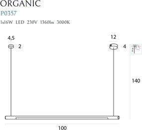 Függeszték Fehér ORGANIC MAXLIGHT P0357D