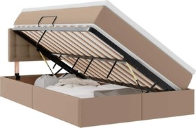 vidaXL Ágy tárolóval és matraccal matracmal Kávé 120 x 200 cm Műbőr