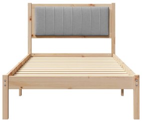 Ágykeret Kárpitozott Fejtámlával Világosszürke 90 x 200 cm