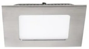 LED panel , 6W , süllyesztett , négyzet , természetes fehér , szatén nikkel keret , IP44 , KATRO