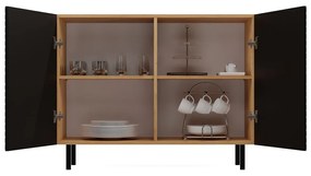 MIX Kama 2 komód (egyenes mintázat), tölgy-fekete