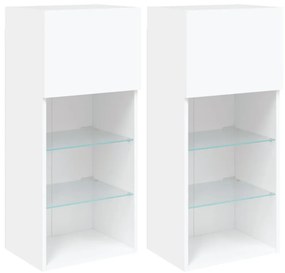 2 db fehér TV-szekrény LED-világítással 40,5 x 30 x 90 cm