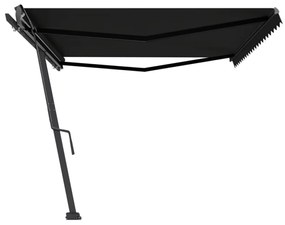 antracitszürke kézzel kihúzható póznás napellenző 500 x 300 cm