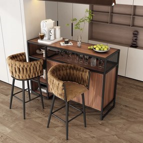 Konyhaszekrény tálalószekrény, 2 étkezőszékkel Komód, ipari mintás